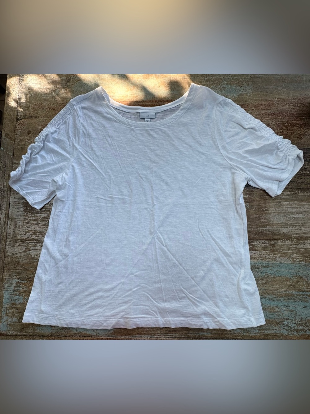 J.Jill White Short-Sleeve Slub-Knit Tee